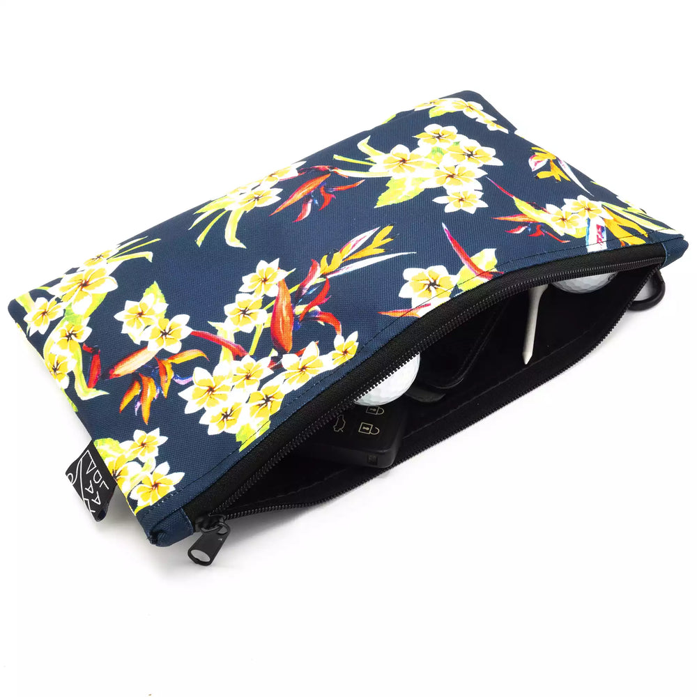 grande pochette golf Lay Day Golf Hawaiian Flowers ouverte