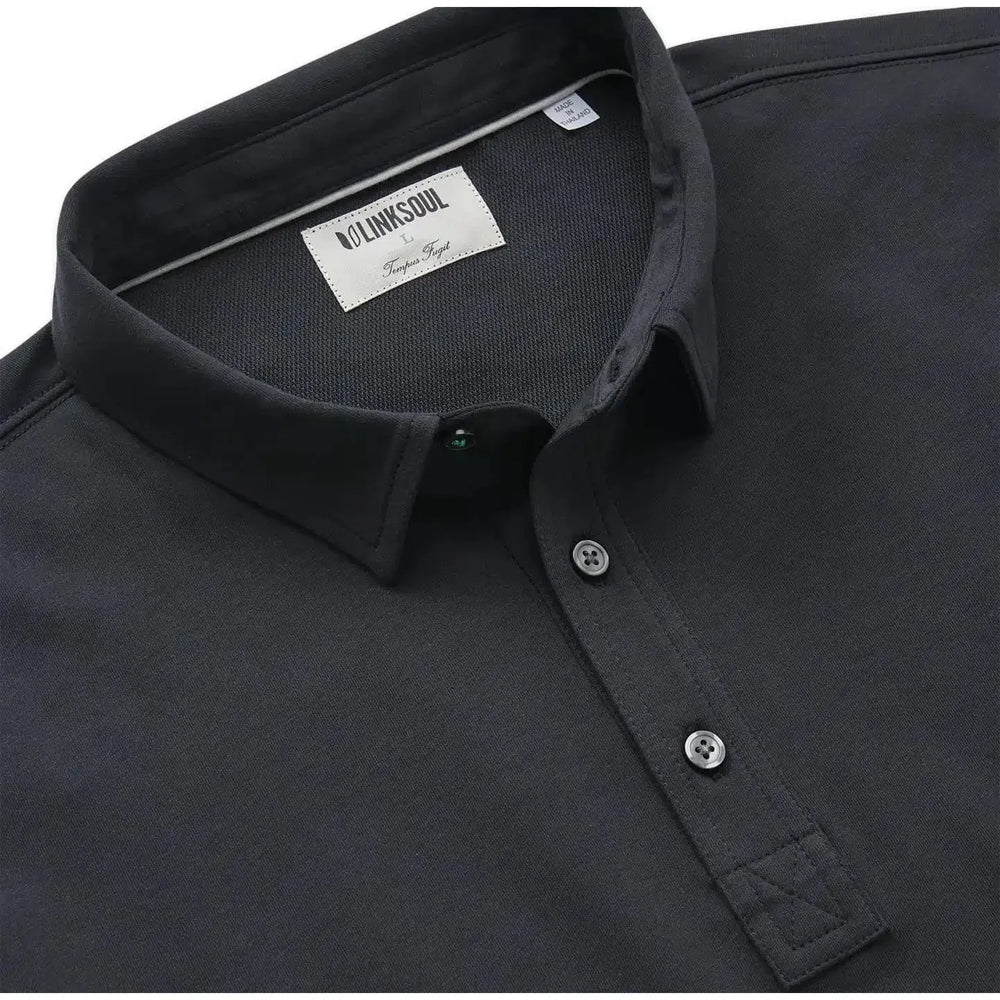 polo manche longue de golf Linksoul Aldo noir col