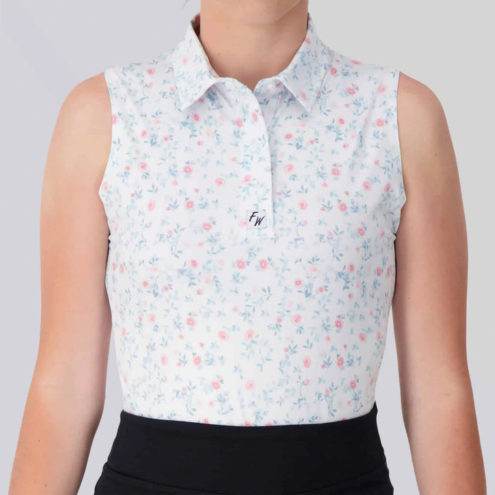 polo de golf sans manches femme full wedge fleurs