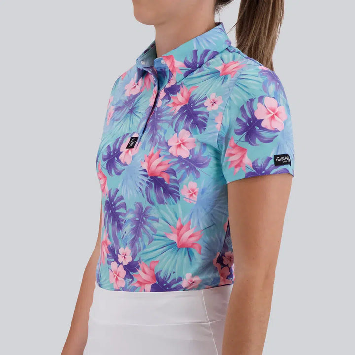 polo de golf femme full wedge bloomer fleurs porté