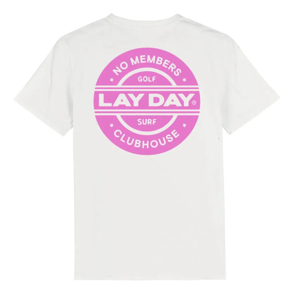 tee shirt de golf lay day golf et no members blanc rose dos
