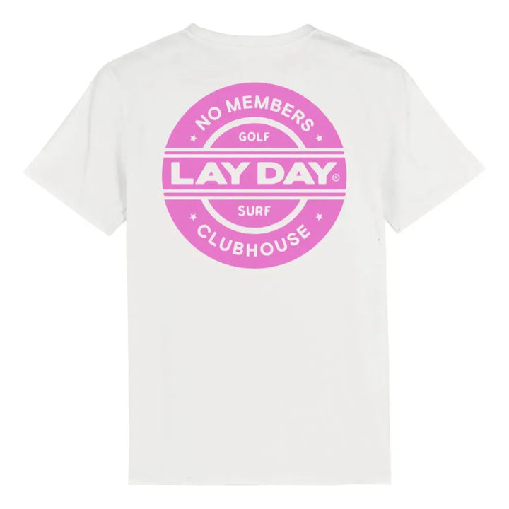 tee shirt de golf lay day golf et no members blanc rose dos